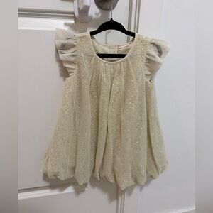 Gap Girls Cream Sequin dress worn once for just pictures size 18-24